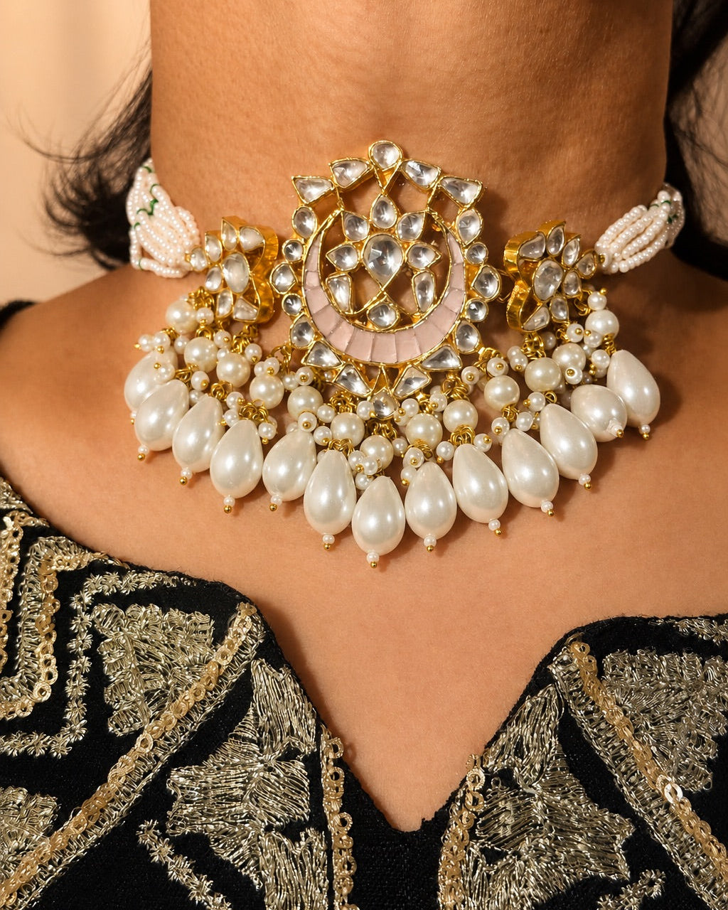 Zoya Kundan Pearl-Drop Choker Set