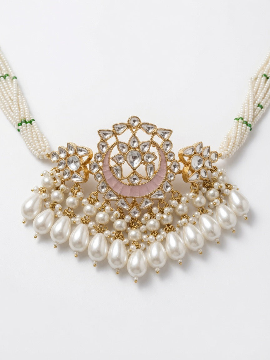 Zoya Kundan Pearl-Drop Choker Set