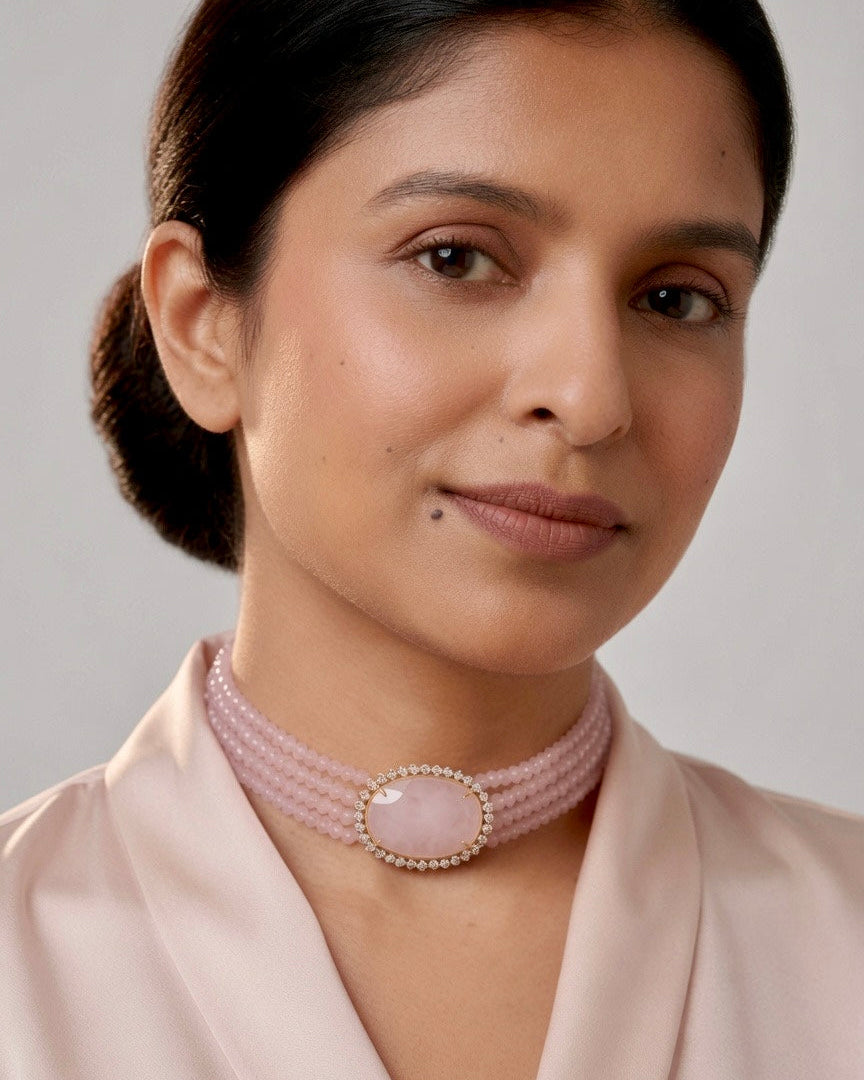 Aaira Rose Quartz Kundan Choker