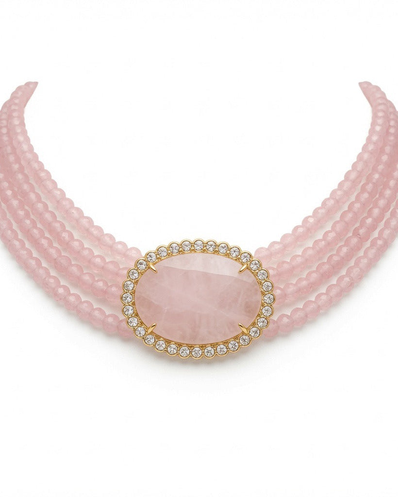 Aaira Rose Quartz Kundan Choker