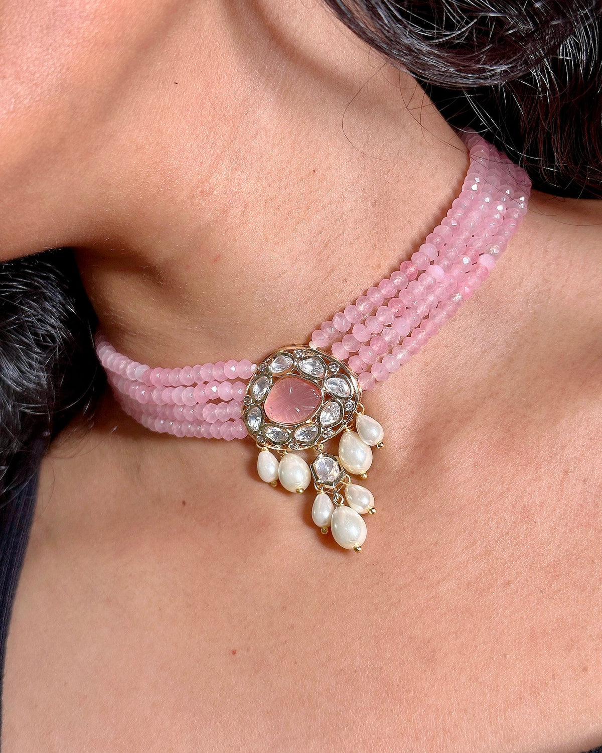 Ruhani Blush Moissanite Kundan Choker