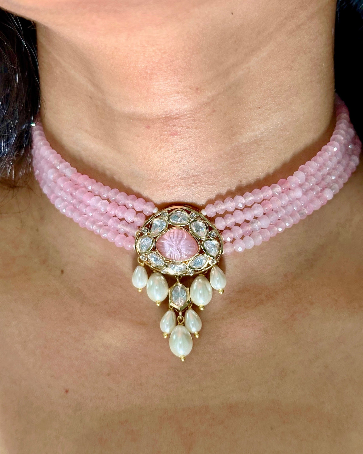 Ruhani Blush Moissanite Kundan Choker