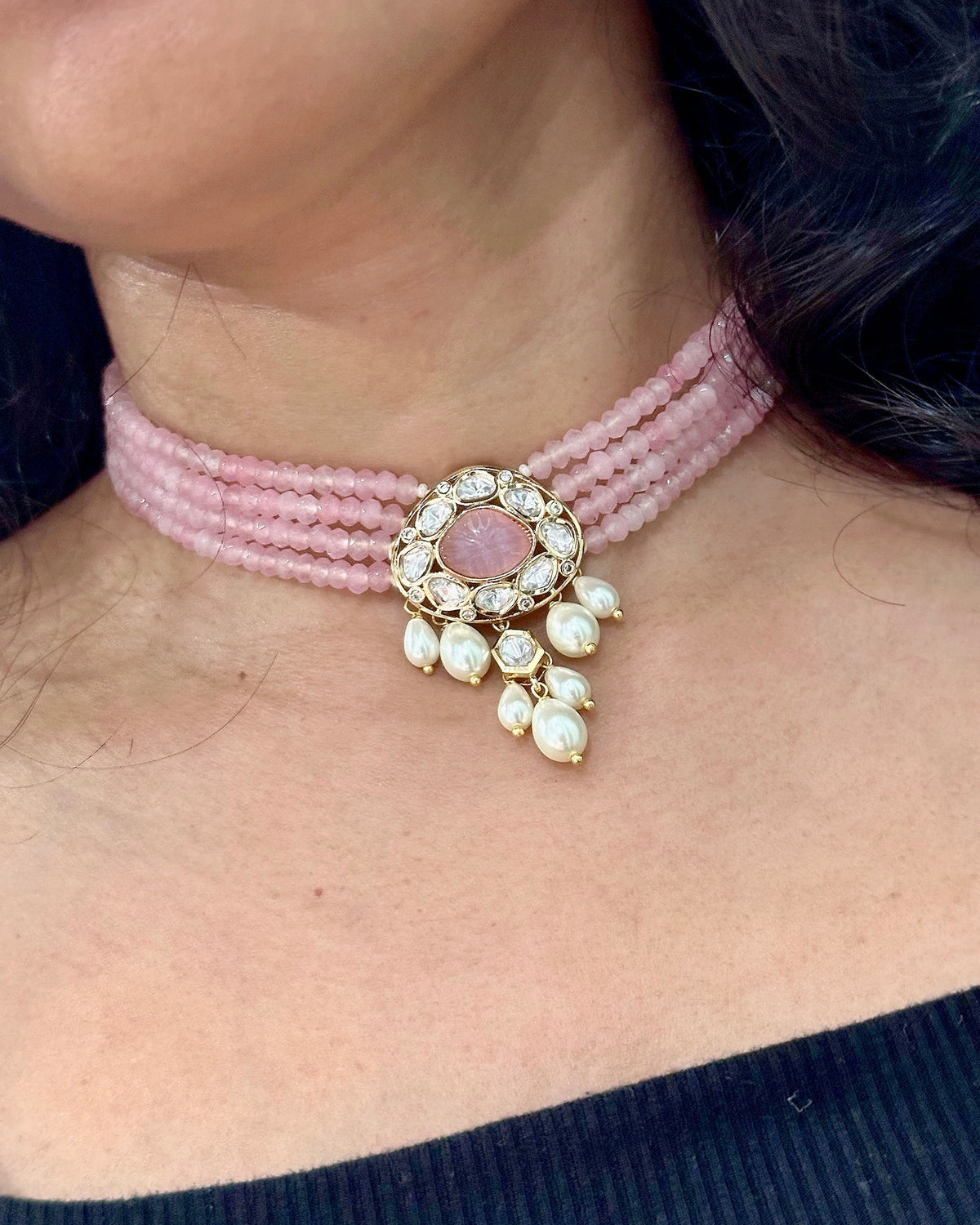 Ruhani Blush Moissanite Kundan Choker