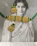 Nayantara Green-Stone Engraved Choker Set