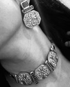 Nayantara Green-Stone Engraved Choker Set