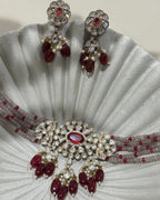 Mahira Ruby-Tone & Gray Moissanite Polki Choker Set