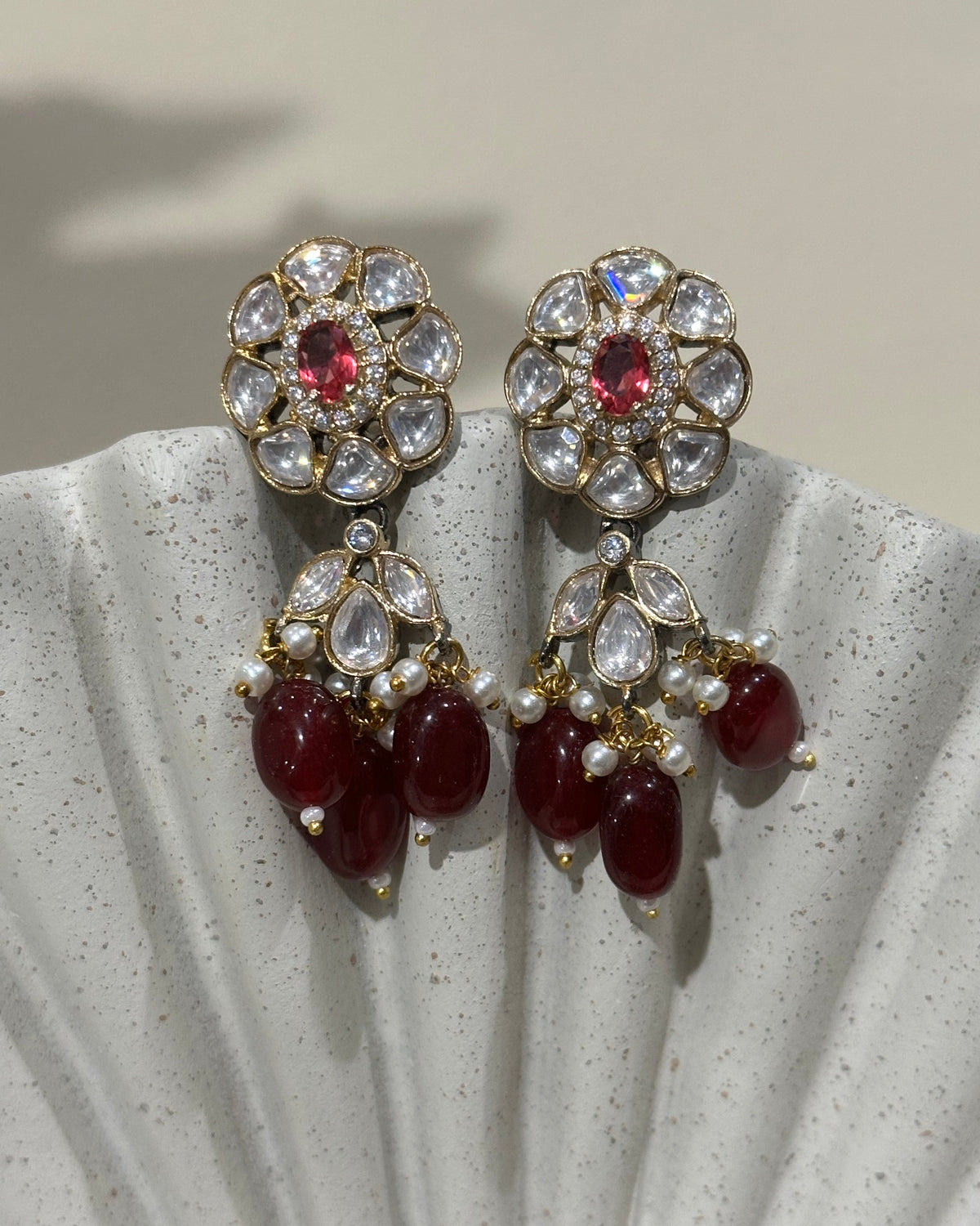 Mahira Ruby-Tone & Gray Moissanite Polki Choker Set