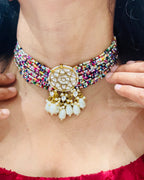 Gulrang Multicolor Pachi Kundan Choker Set