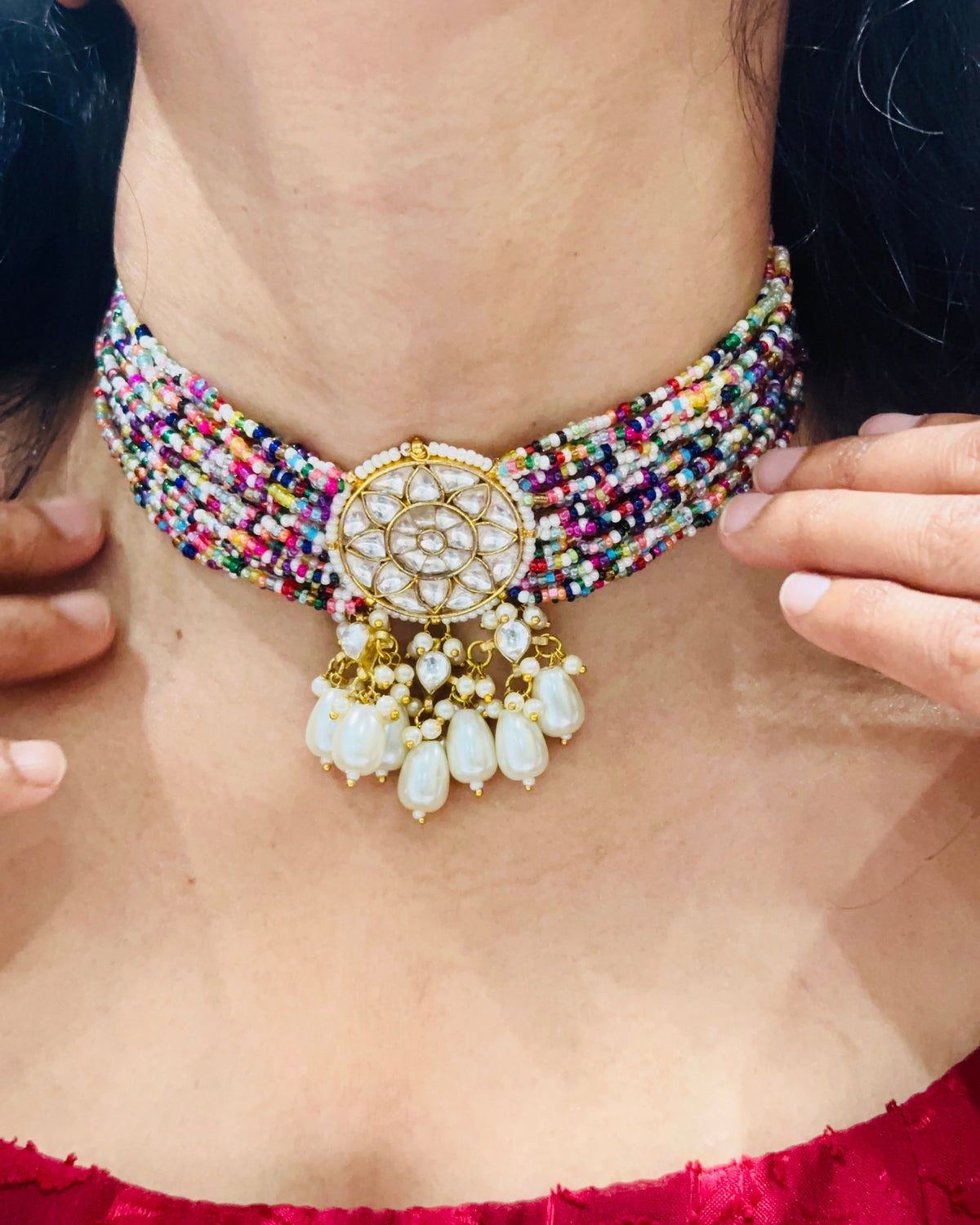 Gulrang Multicolor Pachi Kundan Choker Set
