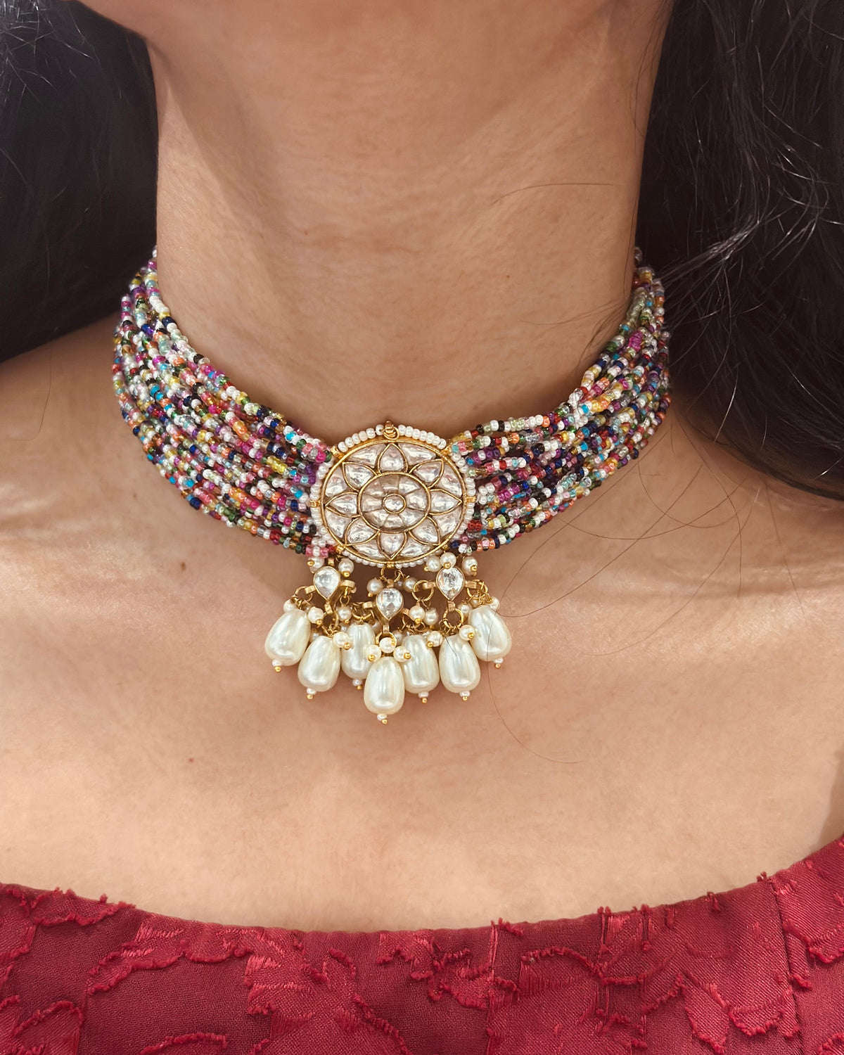 Gulrang Multicolor Pachi Kundan Choker Set