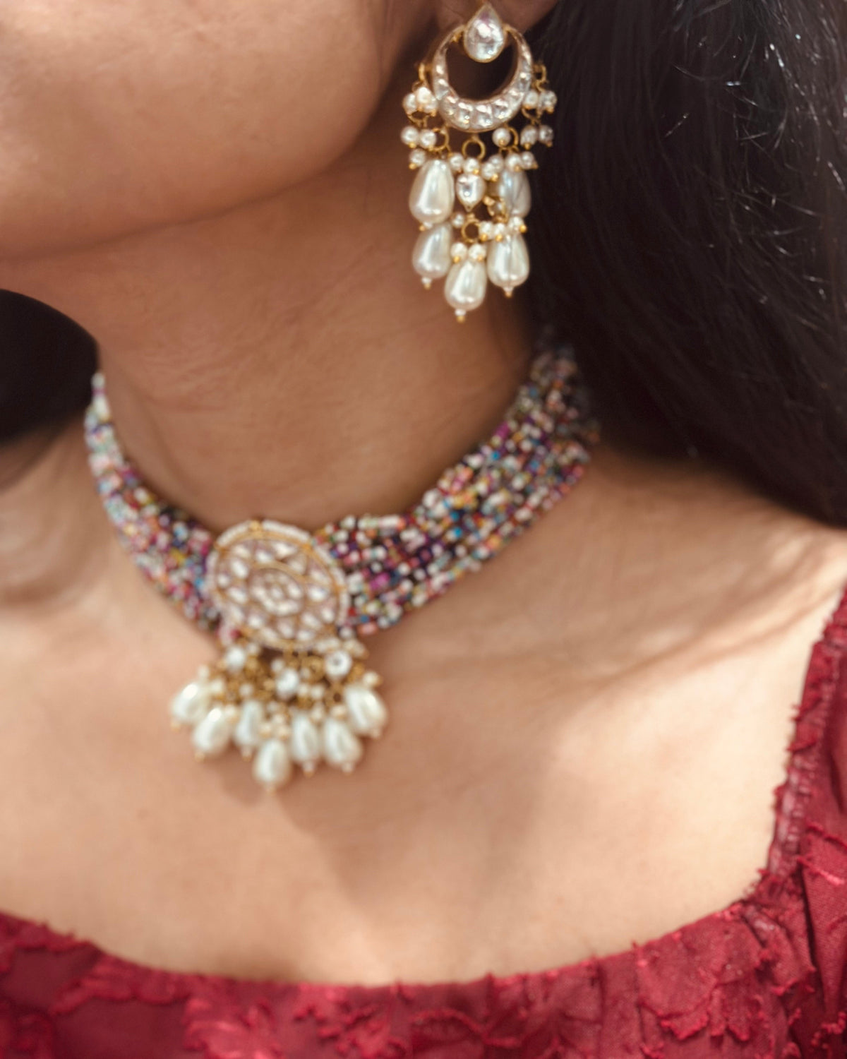 Gulrang Multicolor Pachi Kundan Choker Set
