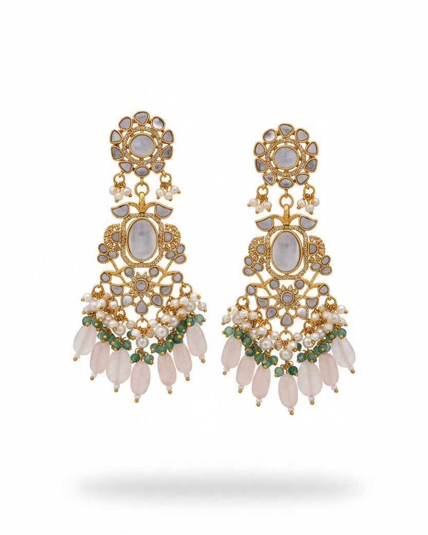 Ayla Kundan Mother-of-Pearl Drop Earrings