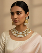 Pachi Kundan Set with Saree