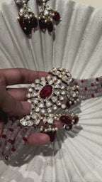 Mahira Ruby-Tone & Gray Moissanite Polki Choker Set